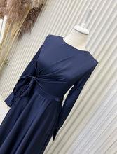 Load image into Gallery viewer, Navy Satin Maxi Dress
