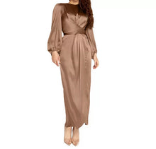 Load image into Gallery viewer, Long Sleeve Satin Maxi - Teddy
