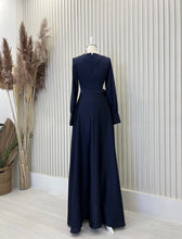 Load image into Gallery viewer, Navy Satin Maxi Dress
